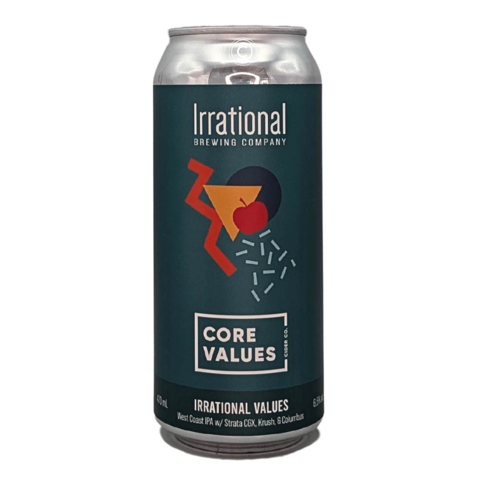 Irrational Values West Coast IPA by Irrational Brewing Company x Core Values Cider Co., beer label