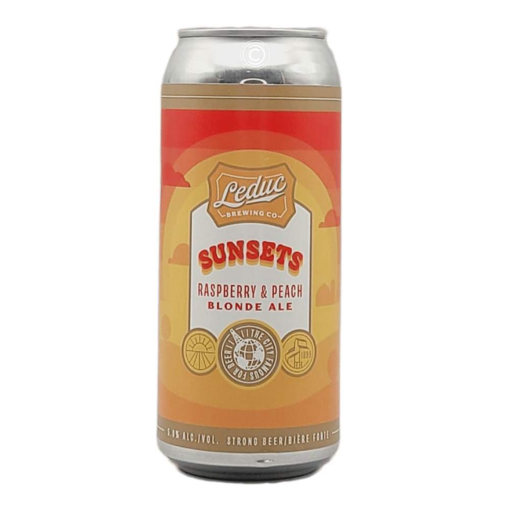 Sunsets Raspberry & Peach Blonde Ale by Leduc Brewing Co., beer label