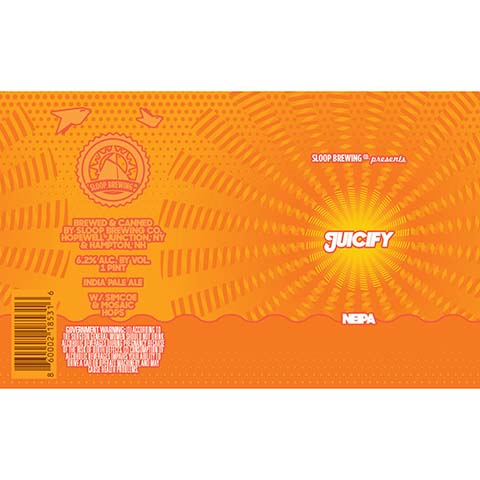 Sloop Juicify NEIPA by Sloop Brewing, beer label