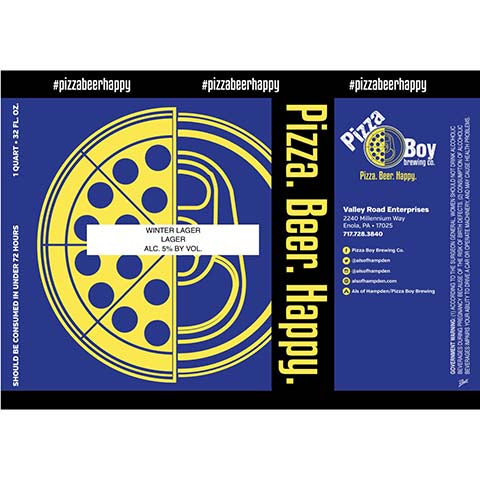 Pizza Boy Winter Lager by Pizza Boy Brewing Co, beer label
