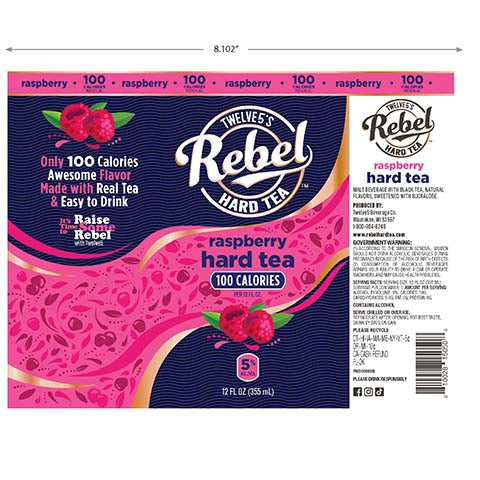 Twelve5's Raspberry Hard Tea by Twelve5 Brewing Co. LLC, beer label