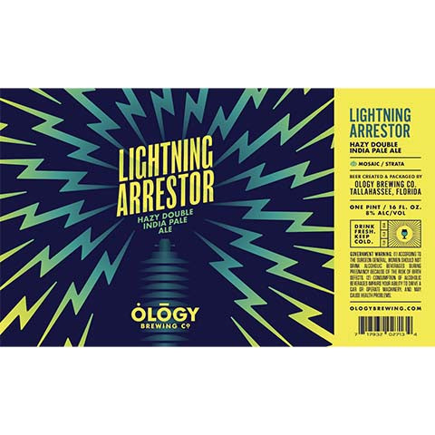 Ology Lightning Arrestor Hazy Double IPA by Ology Brewing Co, beer label