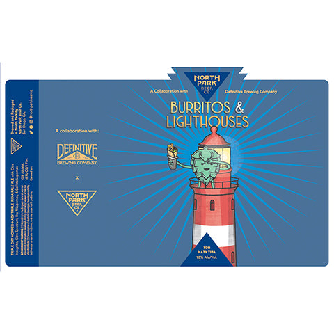 North Park/Definitive Burritos & Lighthouses Hazy TIPA by North Park Beer Co., beer label