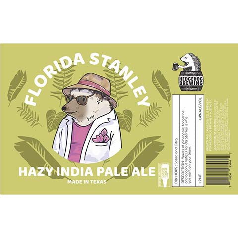 Hedgehog Florida Stanley Hazy IPA by Hedgehog Brewing, beer label
