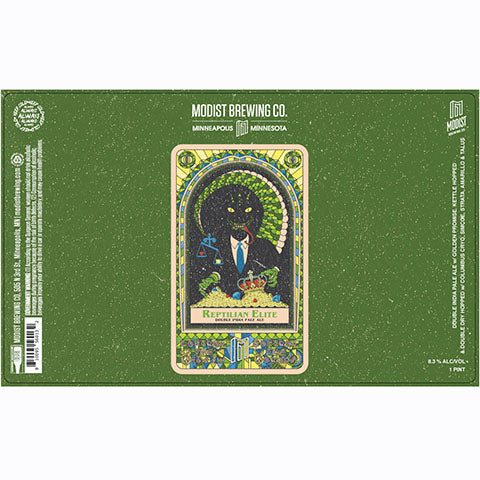 Modist Brewing Reptilian Elite DIPA by Modist Brewing Company, beer label