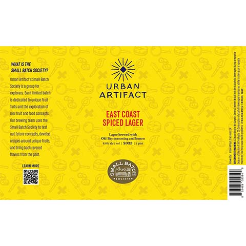 Urban Artifact East Coast Spiced Lager by Urban Artifact, beer label