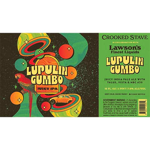 Crooked Stave Lupulin Gumbo Juicy IPA by Crooked Stave Artisan Beer Project, beer label