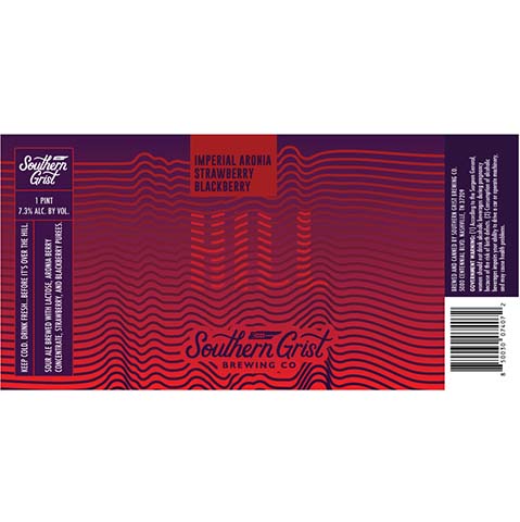 Southern Grist Imperial Aronia Strawberry Blackberry Hill Sour Ale by Southern Grist Brewing Company, beer label