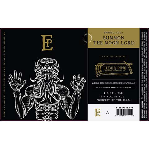 Elder Pine Summon The Moon Lord Barleywine Ale by Elder Pine Brewing & Blending Co., beer label