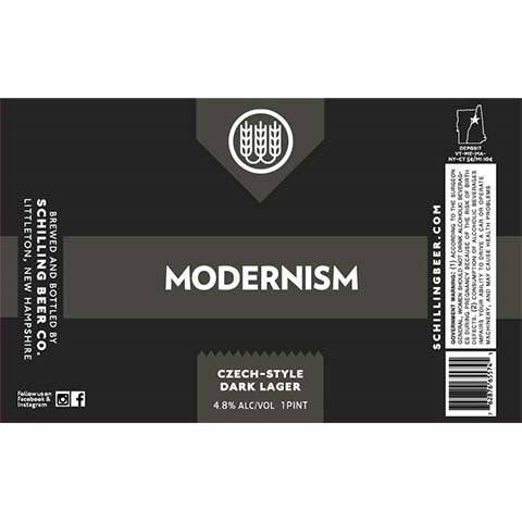 Schilling Modernism Dark Lager by Schilling Beer Co, beer label