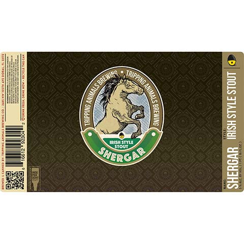 Tripping Animals Shergar Stout by Tripping Animals Brewing Co., beer label