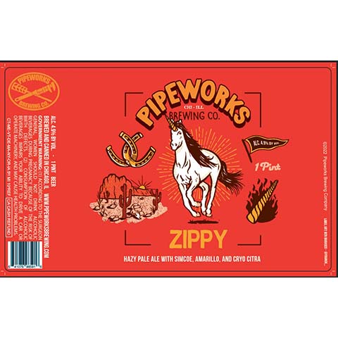 Pipeworks Zippy Hazy Pale Ale by Pipeworks Brewing Co, beer label