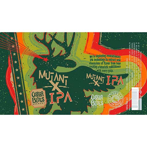 Oskar Blues Mutant X IPA by Oskar Blues Brewery, beer label