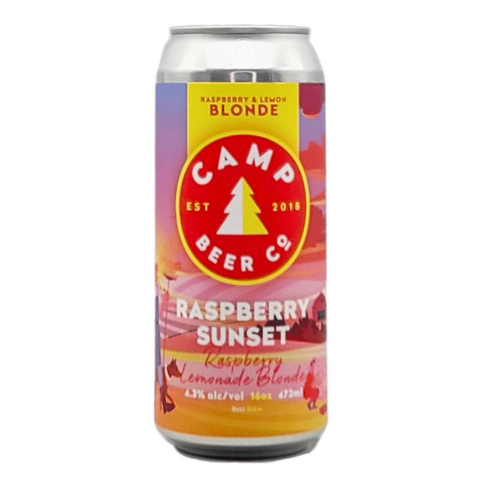 Raspberry Sunset - Raspberry & Lemon Blonde by Camp Beer Co., beer label