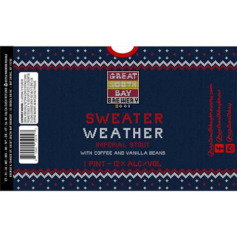 Great South Bay Sweater Weather Imperial Stout by Great South Bay Brewery, beer label