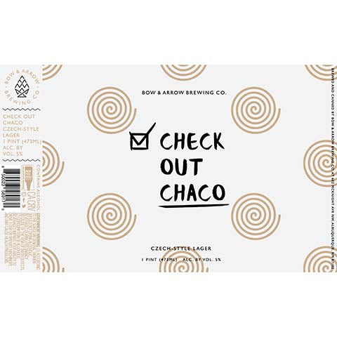 Bow & Arrow Check Out Chaco Lager by Bow & Arrow Brewing Co., beer label