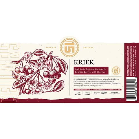 Block 15 Kriek by Block 15, beer label