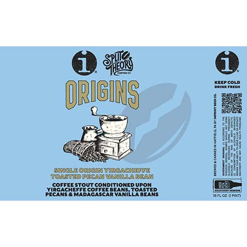 Imprint Beer Origins Single Origin Yirgacheffe Toasted Pecan Vanilla Bean Coffee Stout by Imprint Beer Company, beer label