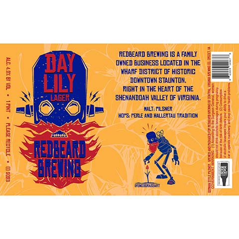 Redbeard Day Lily Lager by Redbeard Brewing Co, beer label