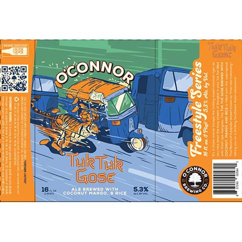 O'Conner Tuk Tuk Gose Brewed with Coconut, Mango, & Rice by O'Connor Brewing Co, beer label