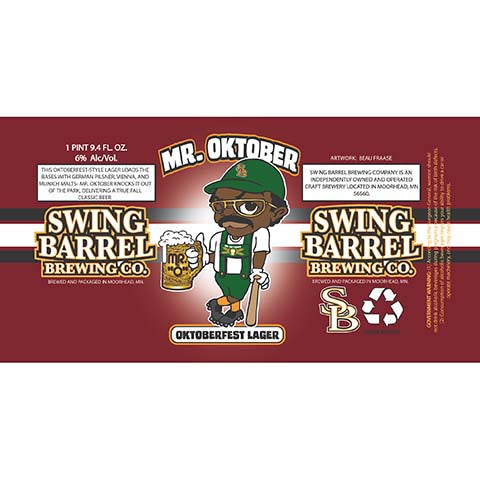 Swing Barrel Mr. Oktober - Oktoberfest Lager by Moorhead Mn, beer label