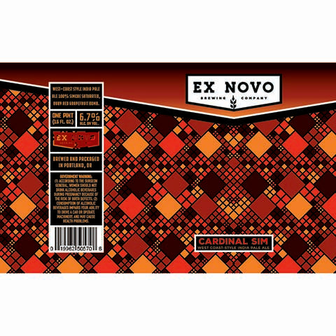 Ex Novo Cardinal Sim IPA by Ex Novo Brewing Co, beer label