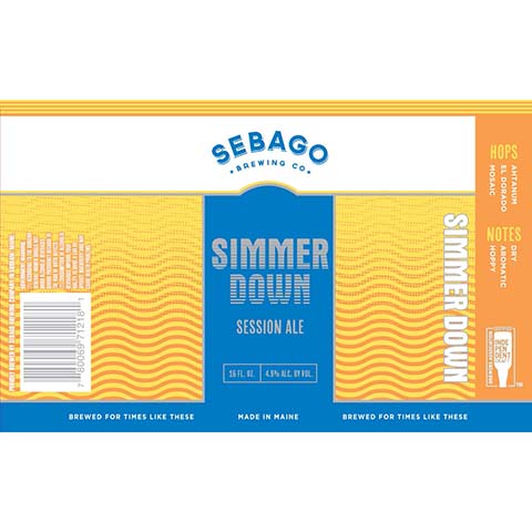 Sebago Simmer Down Session Ale by Sebago Brewing Co, beer label