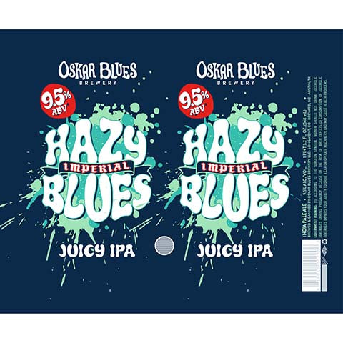 Oskar Blues Hazy Blues Imperial Juicy IPA by Oskar Blues Brewery, beer label