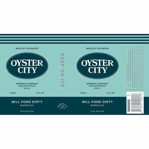 Oyster City Mill Pond Dirty Blonde Ale by Oyster City Brewing Company, beer label