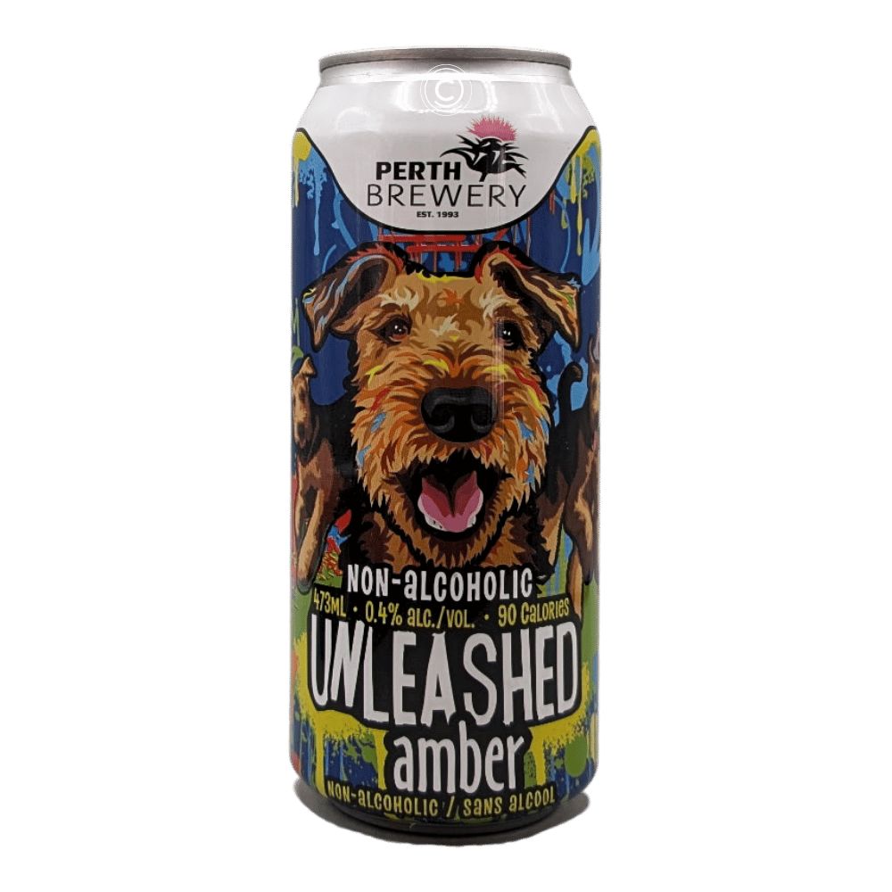 Unleashed Amber Non-Alcoholic Amber Ale by Perth Brewery, beer label