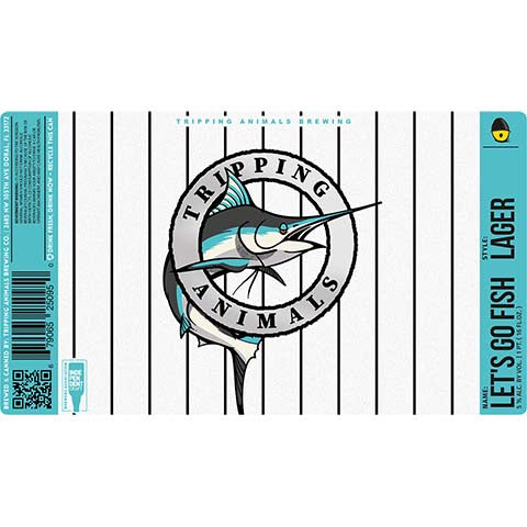 Tripping Animals Let's Go Fish Lager by Tripping Animals Brewing Co., beer label