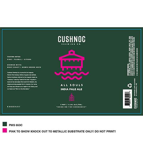 Cushnoc All Souls IPA by Cushnoc Brewing Company, beer label