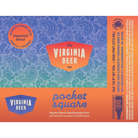 The Virginia Beer Pocket Square Imperial Stout by The Virginia Beer Company, beer label