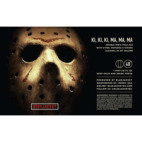Bluejacket Ki, Ki, Ki, Ma, Ma, Ma, DIPA by Bluejacket, beer label