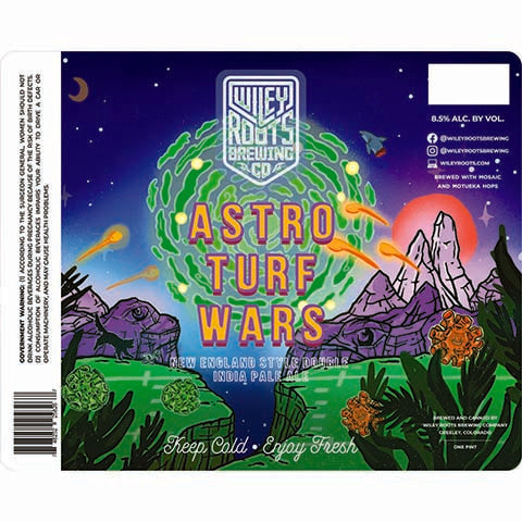 Wiley Roots Astro Turf Wars DIPA by Wiley Roots Brewing Co, beer label