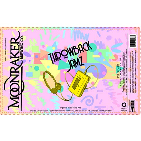 Moonraker Throwback Jamz Imperial IPA by Moonraker Brewing Co, beer label