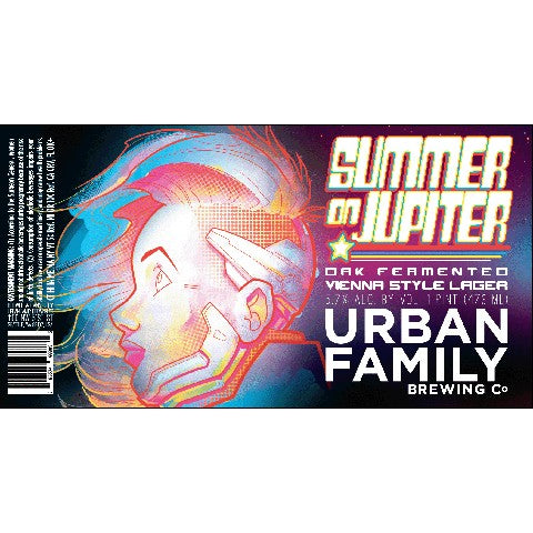 Urban Family Summer On Jupiter Lager by Urban Family Brewing, beer label