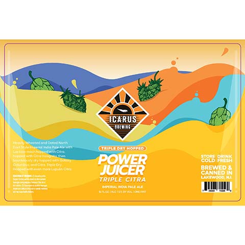 Icarus TDH Power Juicer Triple Citra Imperial IPA by Icarus Brewing Company, beer label