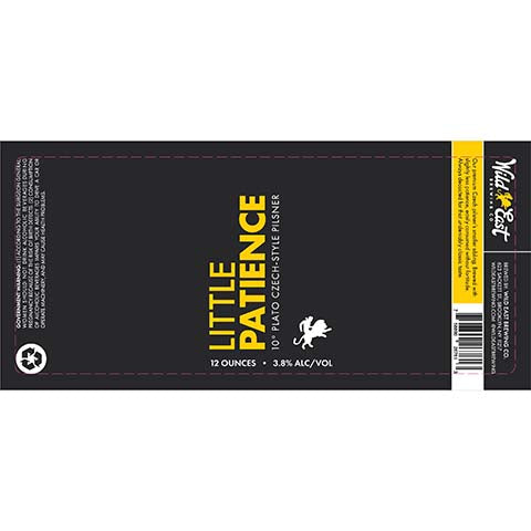 Little Patience 10° Plato Czech-Style Pilsner by Wild East Brewing Co, beer label