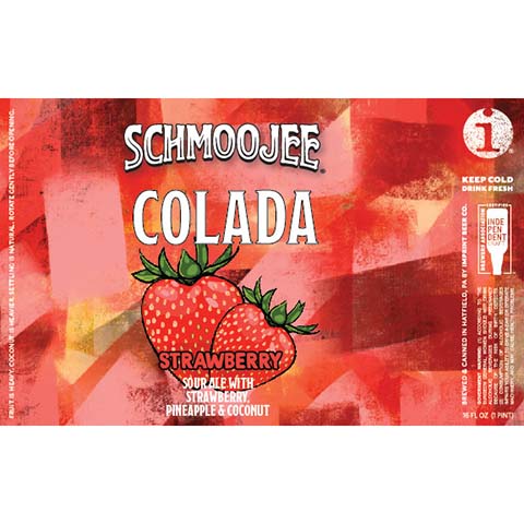 Imprint Schmoojee Colada Strawberry Sour Ale by Imprint Beer Company, beer label