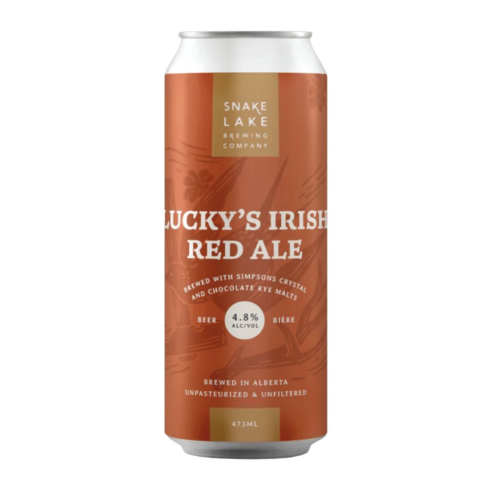 Lucky's Irish Red by Snake Lake Brewing Company, beer label
