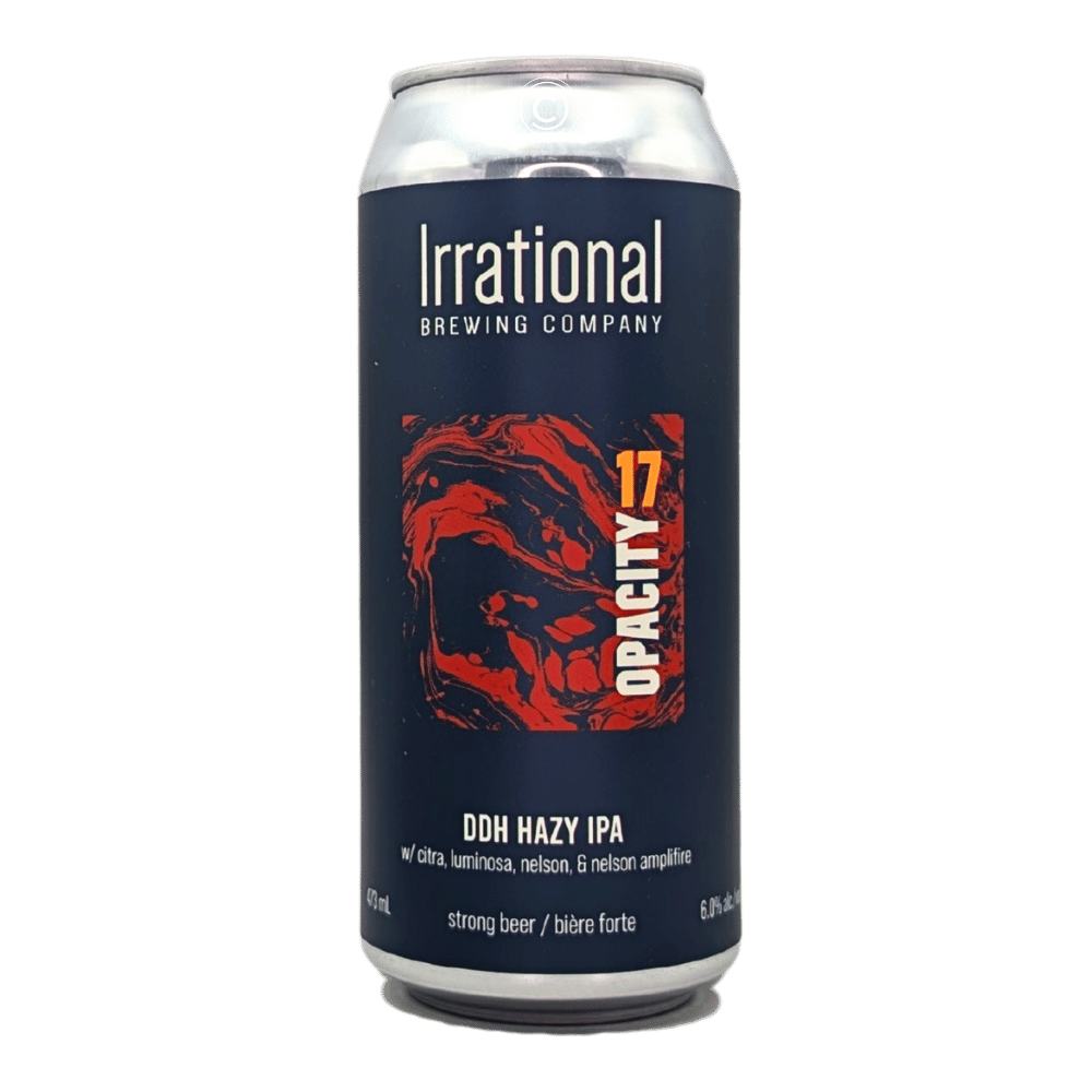 Exp. Opacity 17 DDH Hazy IPA by Irrational Brewing Company, beer label