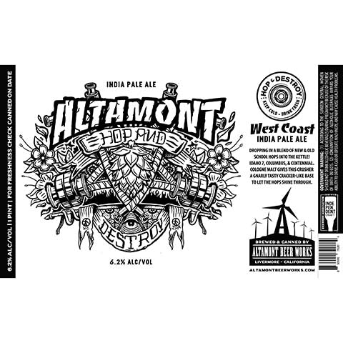 Altamont Hop & Destroy IPA by Altamont Beer Works, beer label
