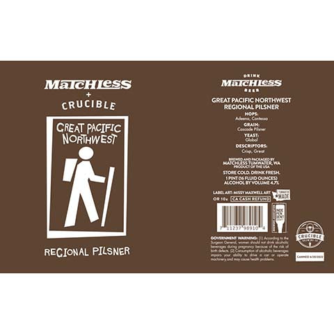 Matchless Great Pacific Northwest Regional Pilsner by Matchless Brewing, beer label