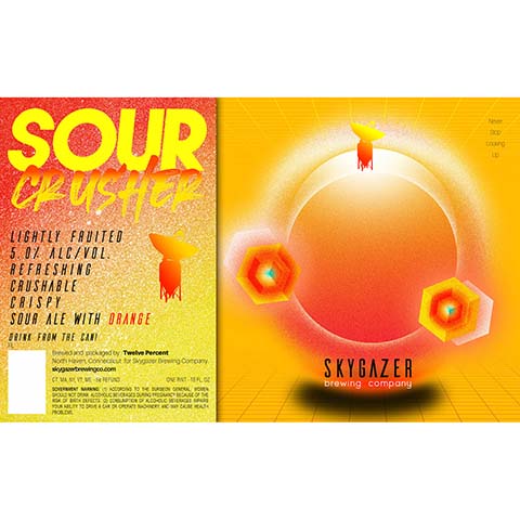Skygazer Sour Crusher Orange Sour Ale by SKYGAZER Brewing Co, beer label