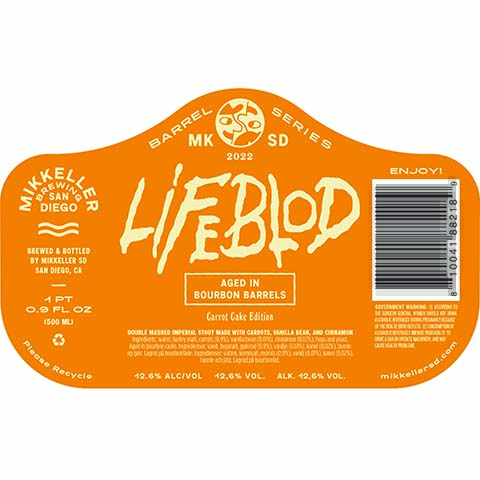 Mikkeller Lifeblod Carrot Cake Edition Imperial Stout by Mikkeller, beer label