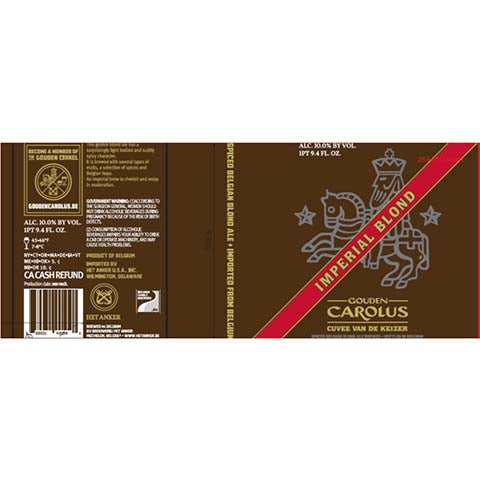 Gouden Carolus Cuvee Van De Keizer Imperial Blond by Het Anker, beer label
