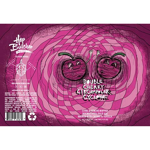 Hop Butcher Double Cherry Circumpolar Cyclone DIPA by Hop Butcher For the World, beer label