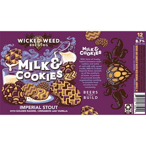 Wicked Weed Milk & Cookies Imperial Stout by Wicked Weed Brewing, beer label