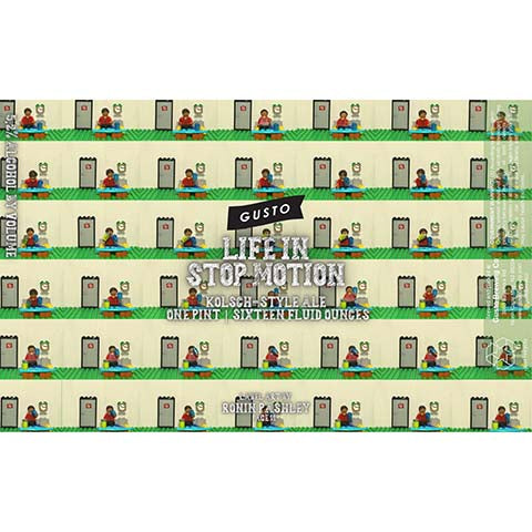 Gusto Life In Stop Motion Kolsch Ale by Gusto Brewing Co., beer label